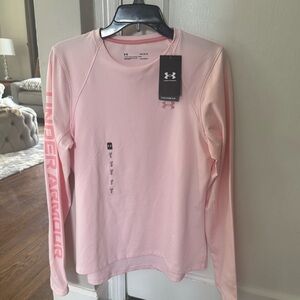 NWT Under Armour Women's ColdGear Fitted Long Sleeve Crewneck T-Shirt Pale Pink
